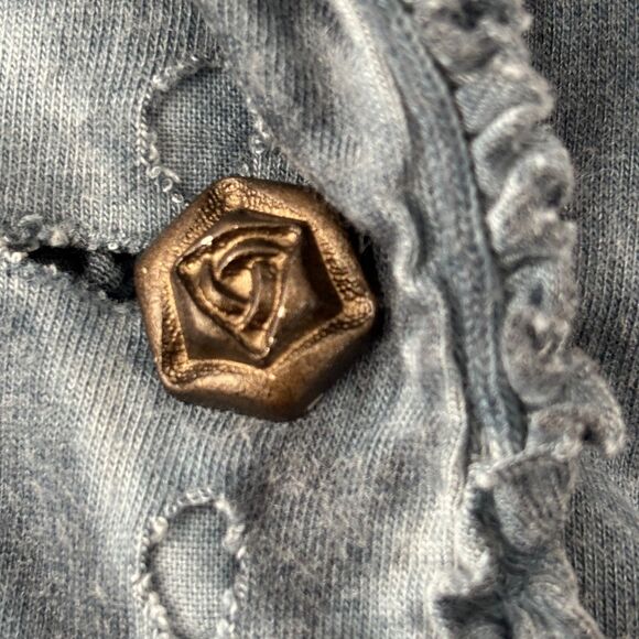 Parsley Sage Womens Lagenlook Button Up Top Small Artsy Distressed Grunge - Picture 8 of 8